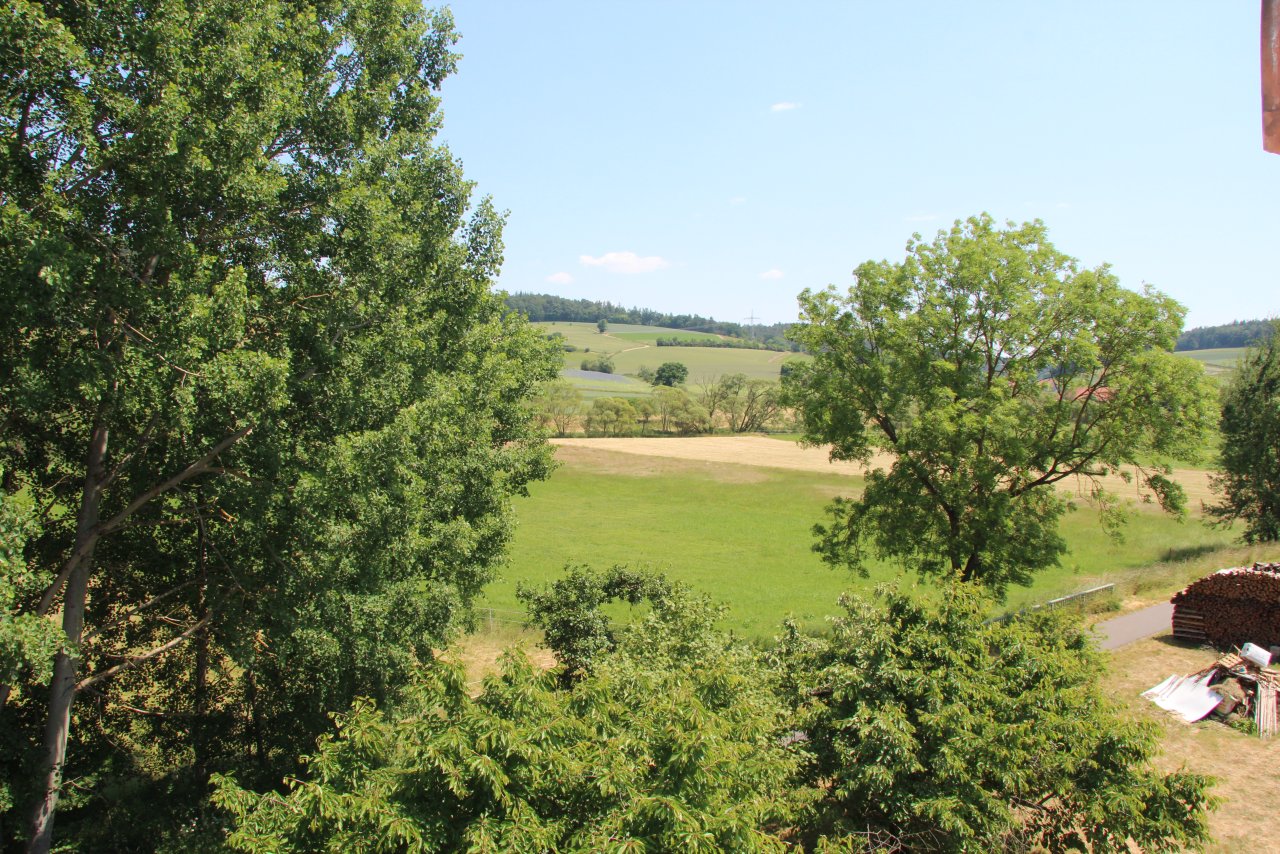 der Blick aus einem Fenster im DG